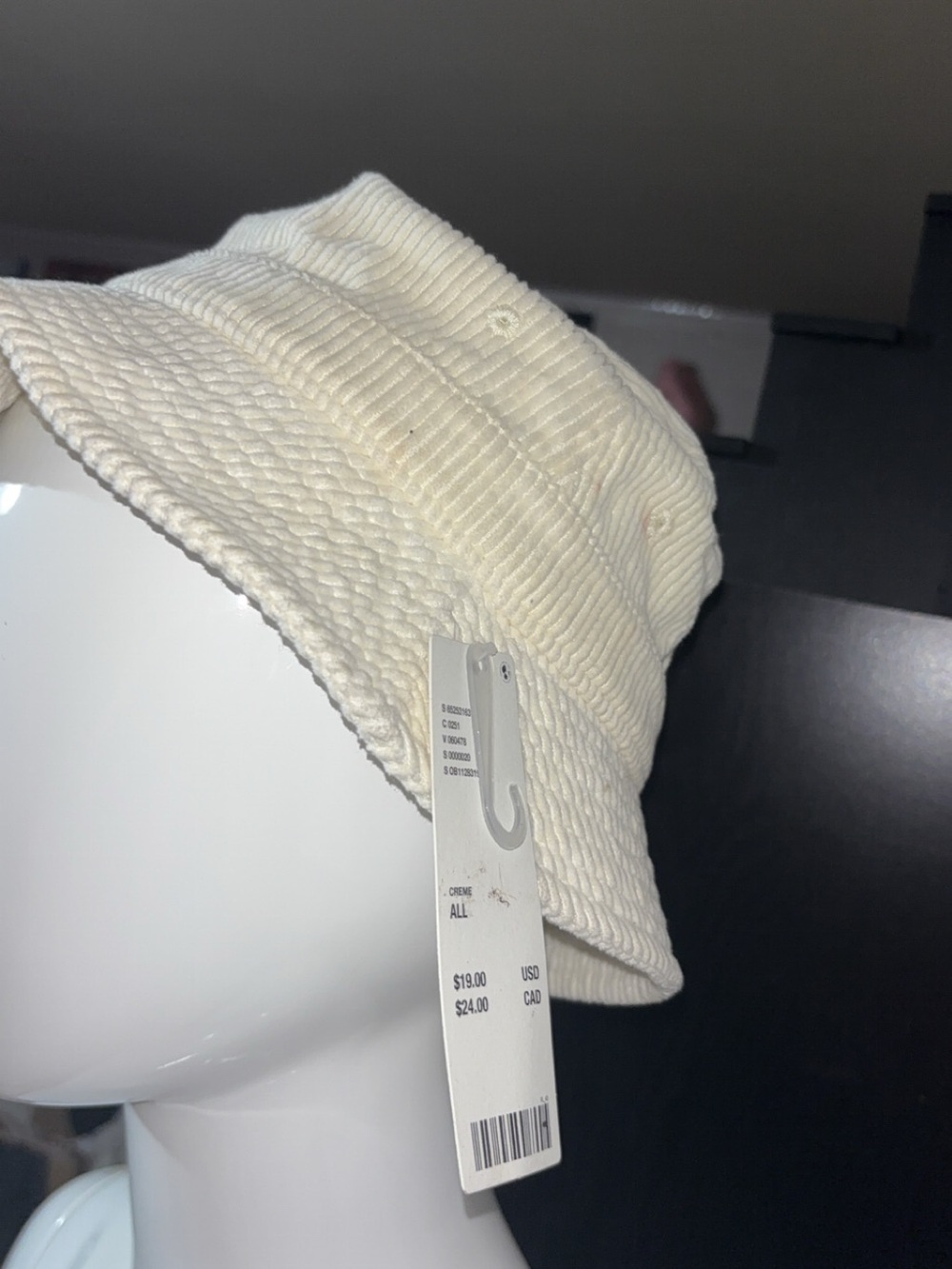 Urban Outfitters Cream Corduroy Bucket Hat
